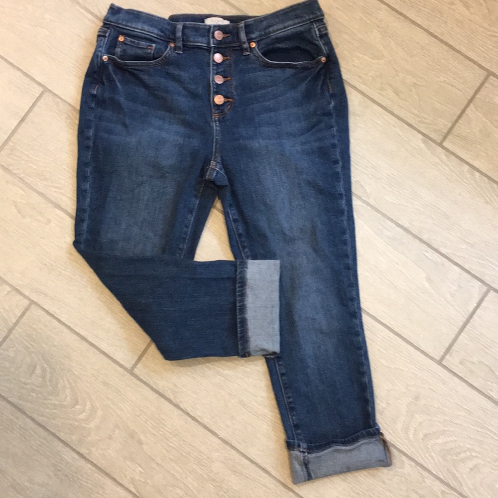LOFT Modern Skinny Buttonfky Crop Denim